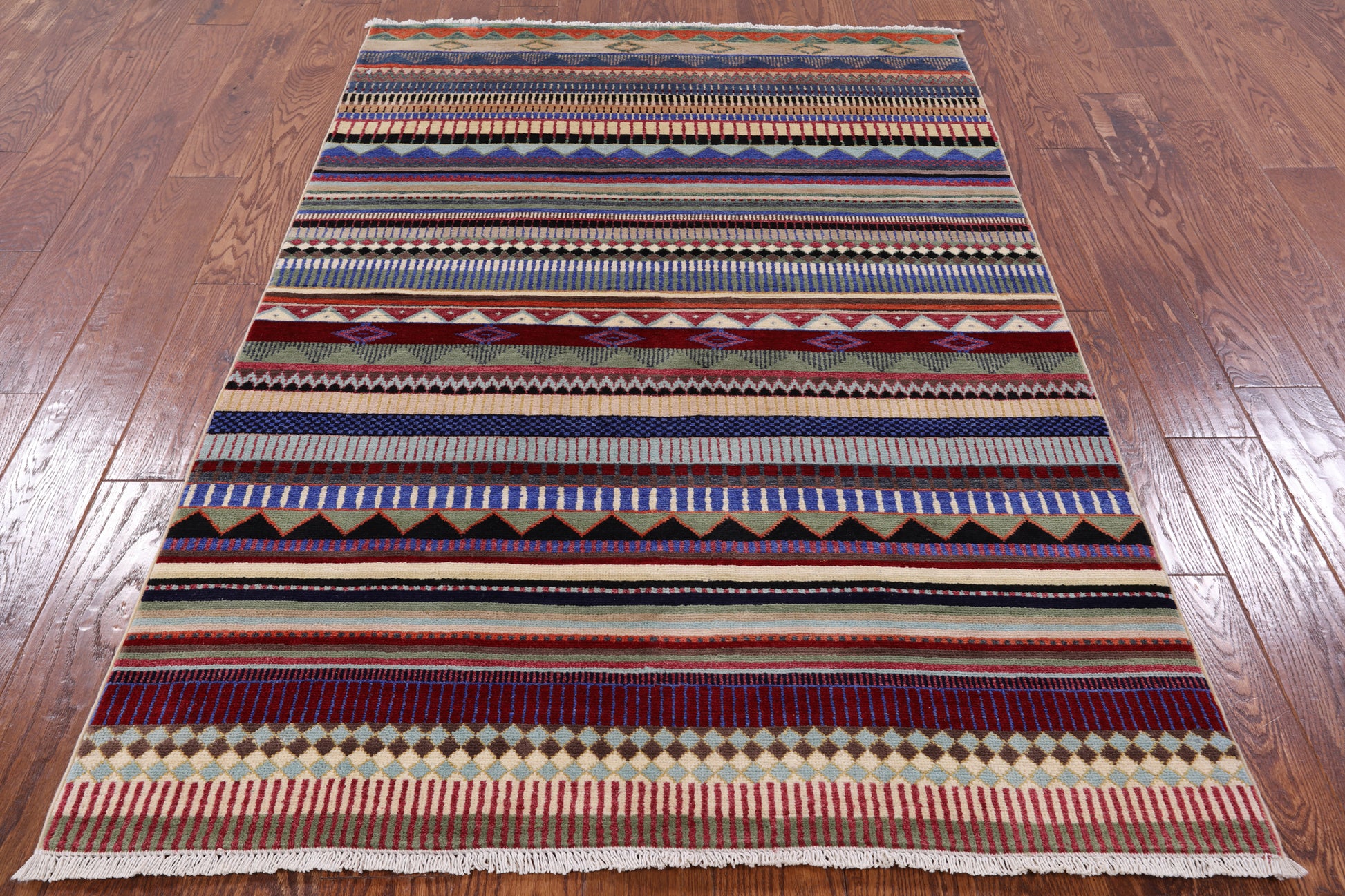 Tribal Persian Gabbeh Hand Knotted Wool Rug - 4' 0" X 6' 1" - Golden Nile