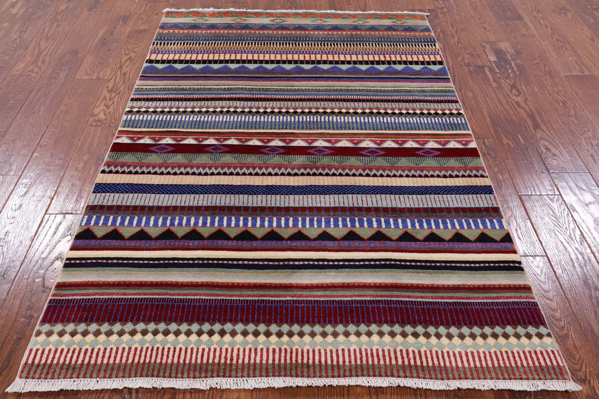 Tribal Persian Gabbeh Hand Knotted Wool Rug - 4' 0" X 6' 1" - Golden Nile