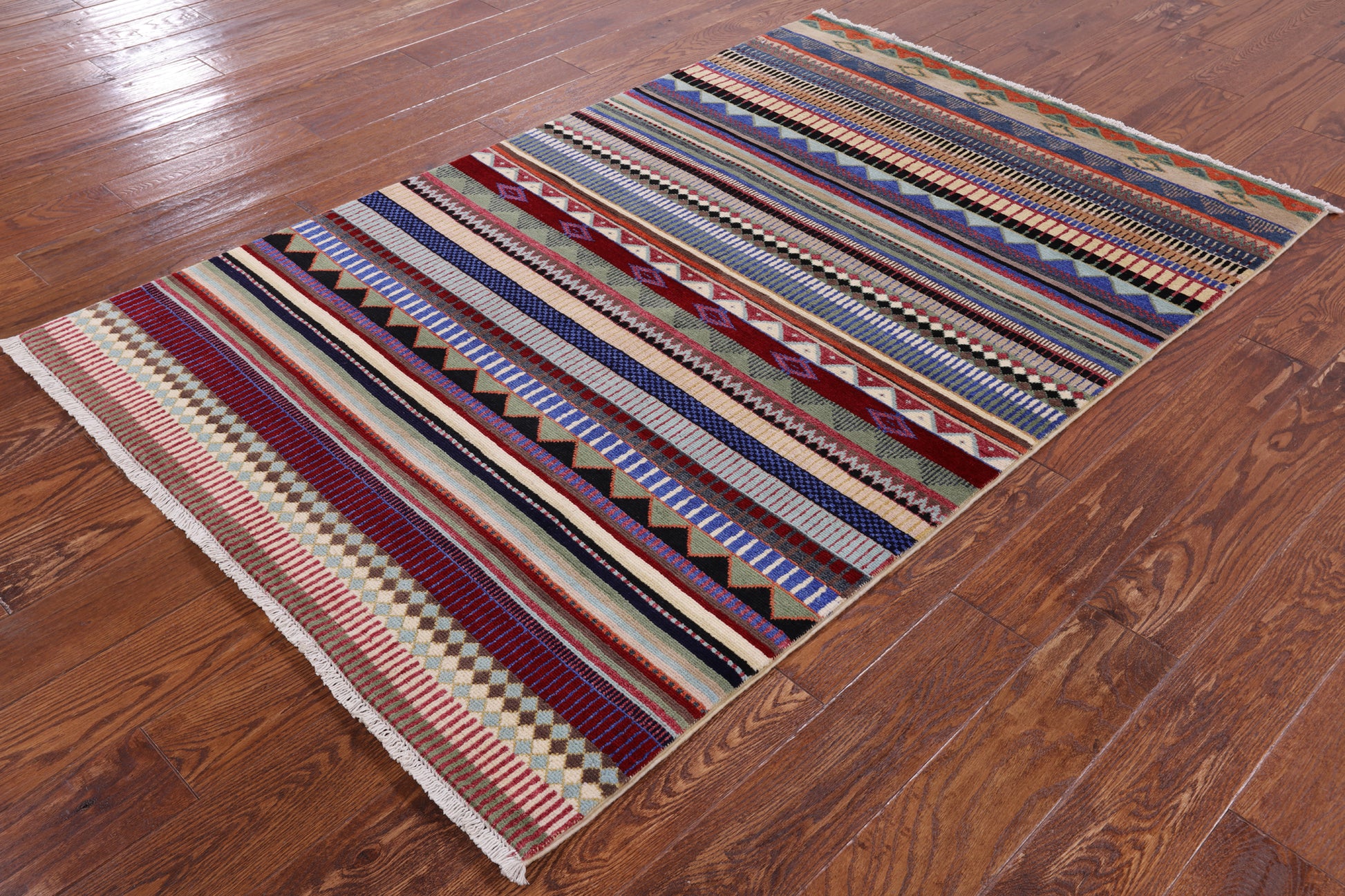 Tribal Persian Gabbeh Hand Knotted Wool Rug - 4' 0" X 6' 1" - Golden Nile