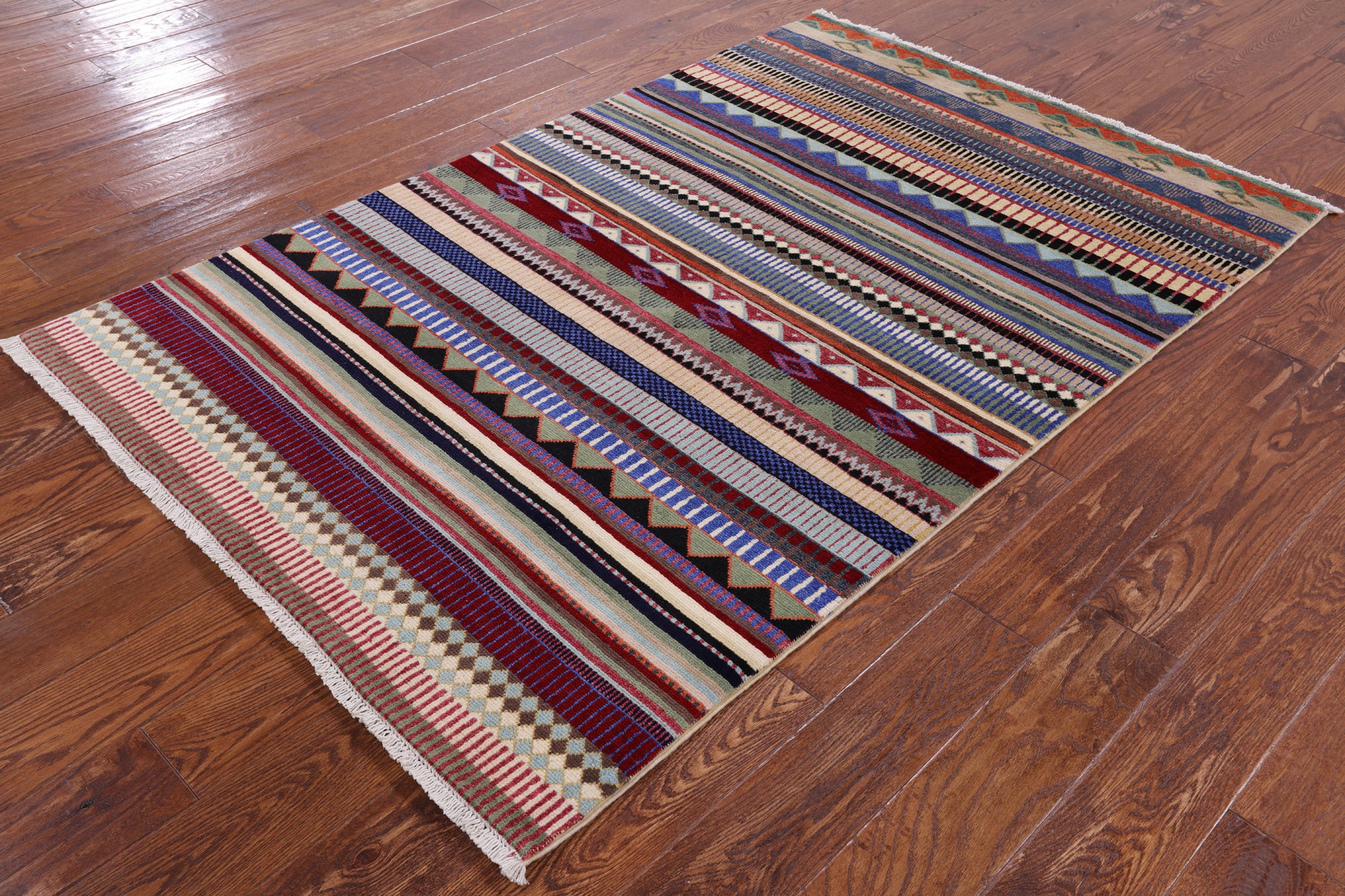 Tribal Persian Gabbeh Hand Knotted Wool Rug - 4' 0" X 6' 1" - Golden Nile
