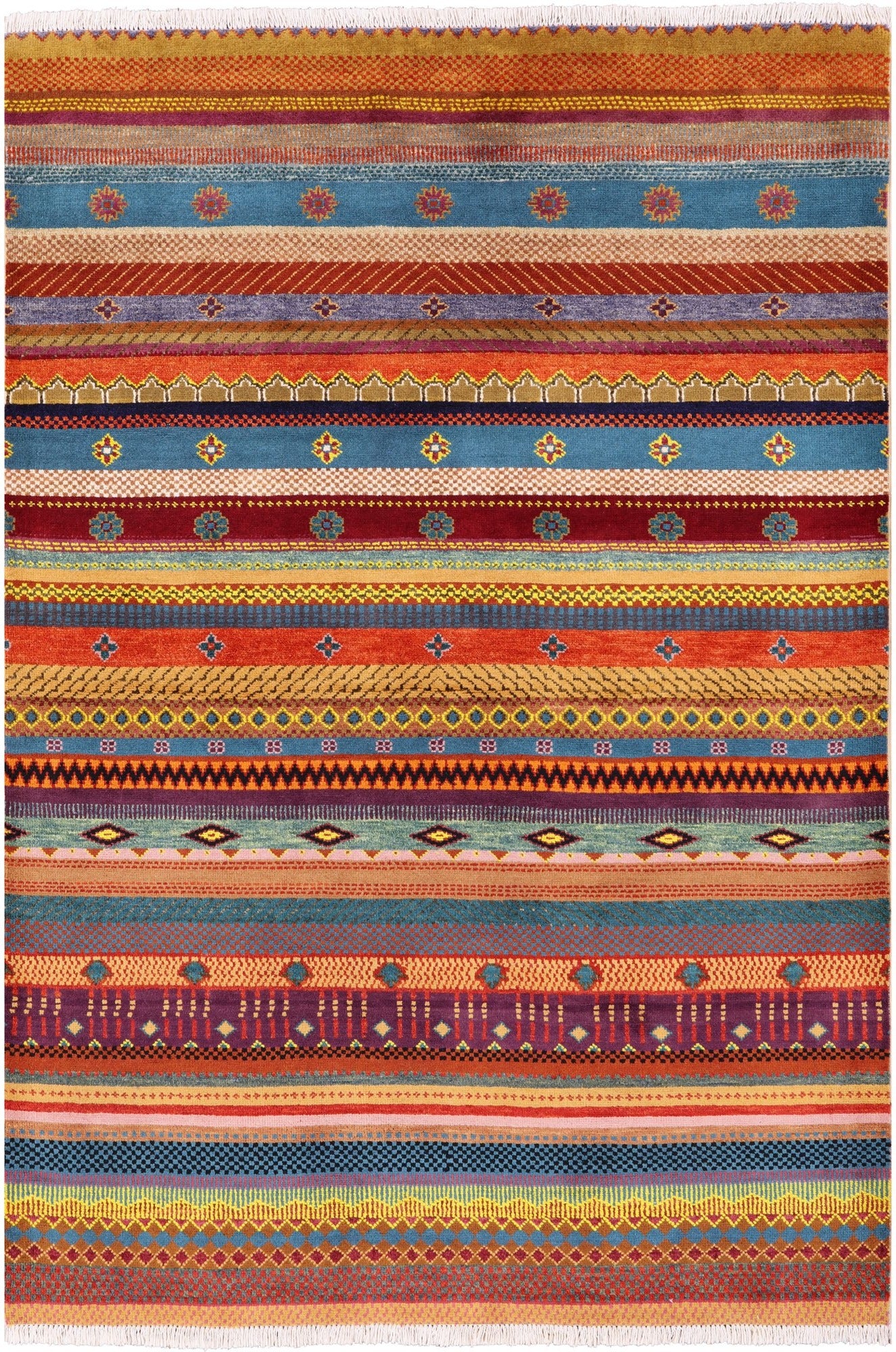 Persian Gabbeh Tribal Handmade Wool Rug - 4' 2" X 6' 0" - Golden Nile
