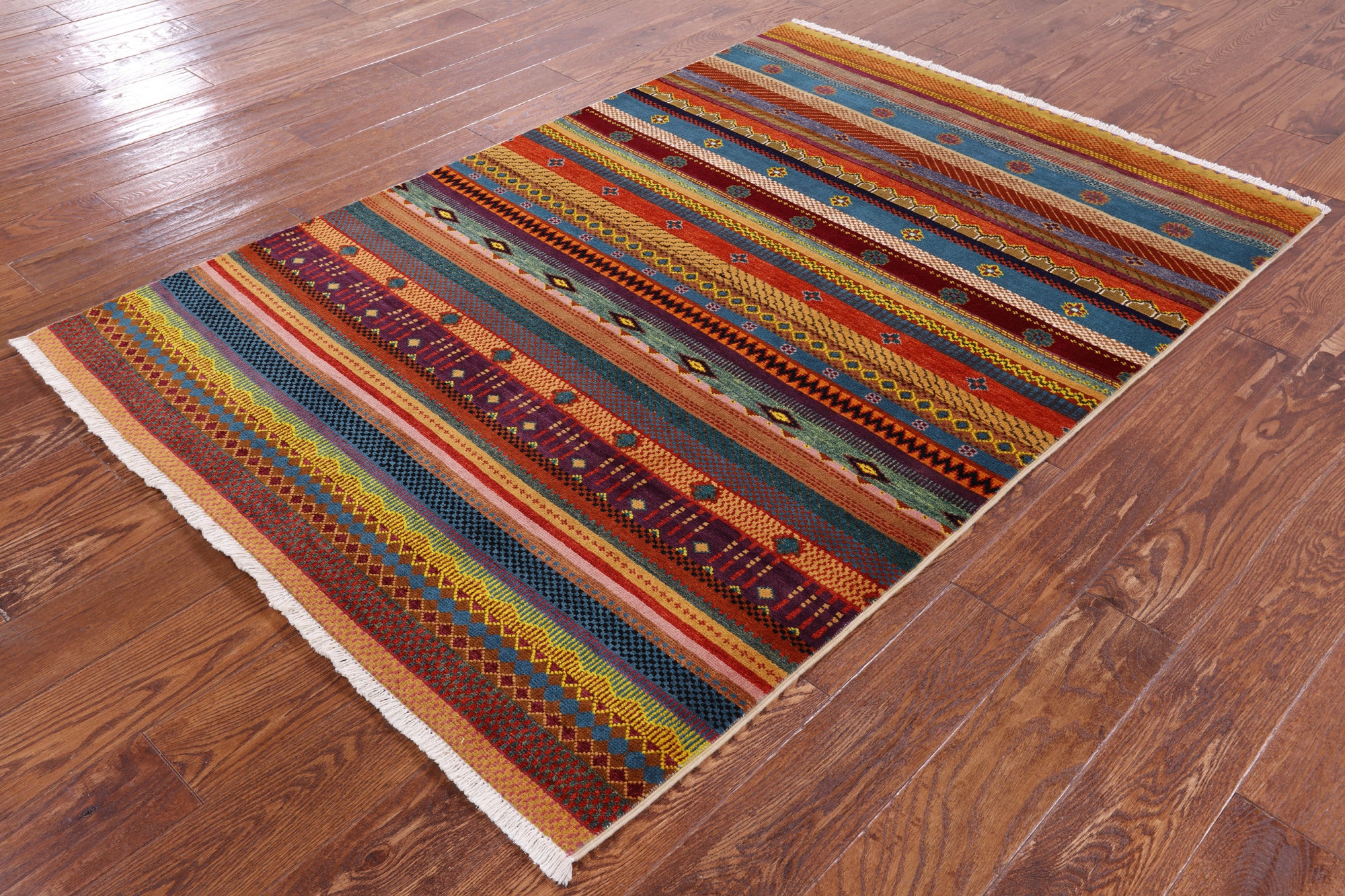 Persian Gabbeh Tribal Handmade Wool Rug - 4' 2" X 6' 0" - Golden Nile