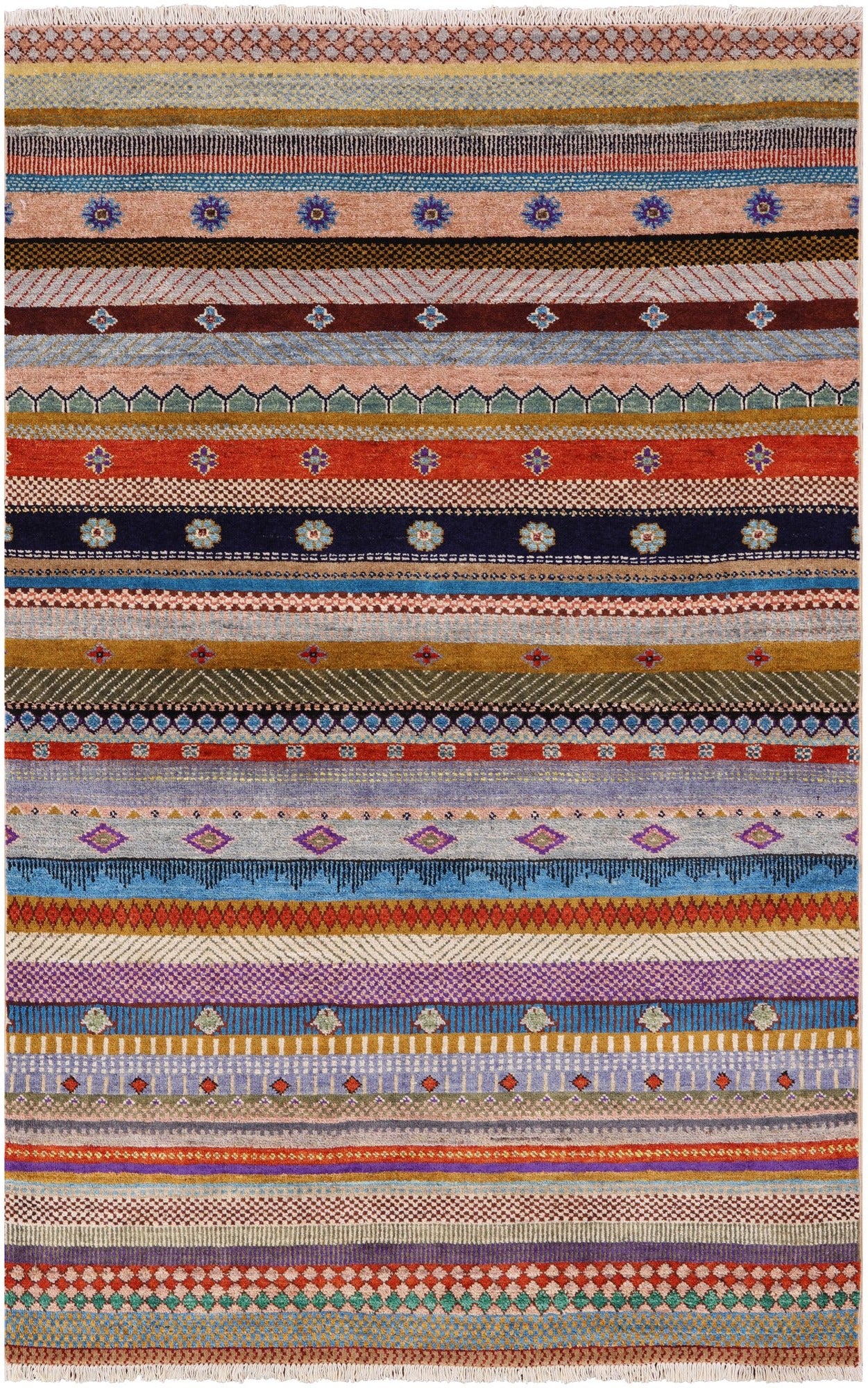 Tribal Persian Gabbeh Handmade Wool Rug - 4' 0" X 6' 3" - Golden Nile