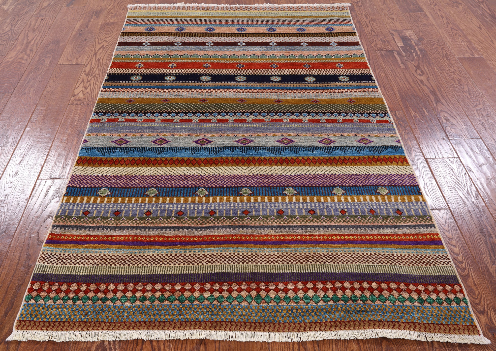 Tribal Persian Gabbeh Handmade Wool Rug - 4' 0" X 6' 3" - Golden Nile