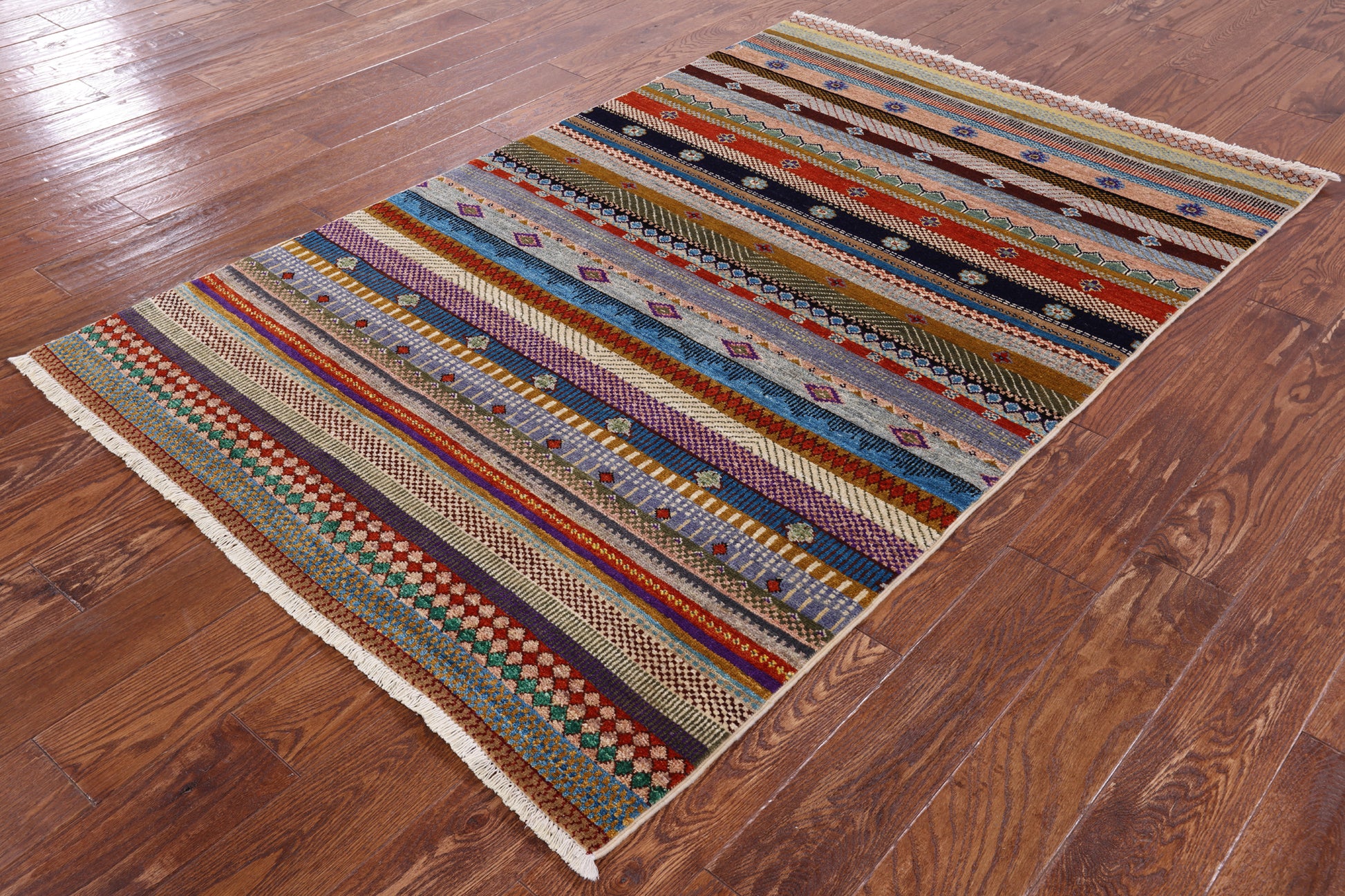 Tribal Persian Gabbeh Handmade Wool Rug - 4' 0" X 6' 3" - Golden Nile