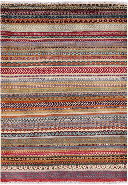 Persian Gabbeh Hand Knotted Wool Area Rug - 4' 3" X 5' 10" - Golden Nile