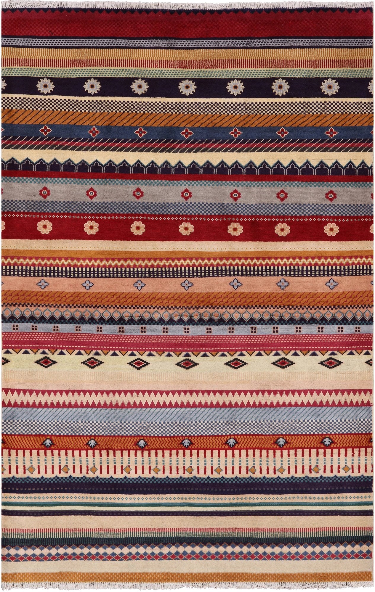 Persian Gabbeh Hand Knotted Wool Area Rug - 4' 0" X 6' 2" - Golden Nile