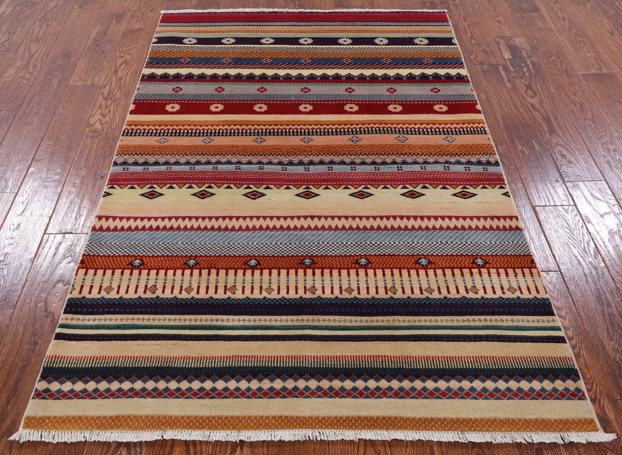 Persian Gabbeh Hand Knotted Wool Area Rug - 4' 0" X 6' 2" - Golden Nile
