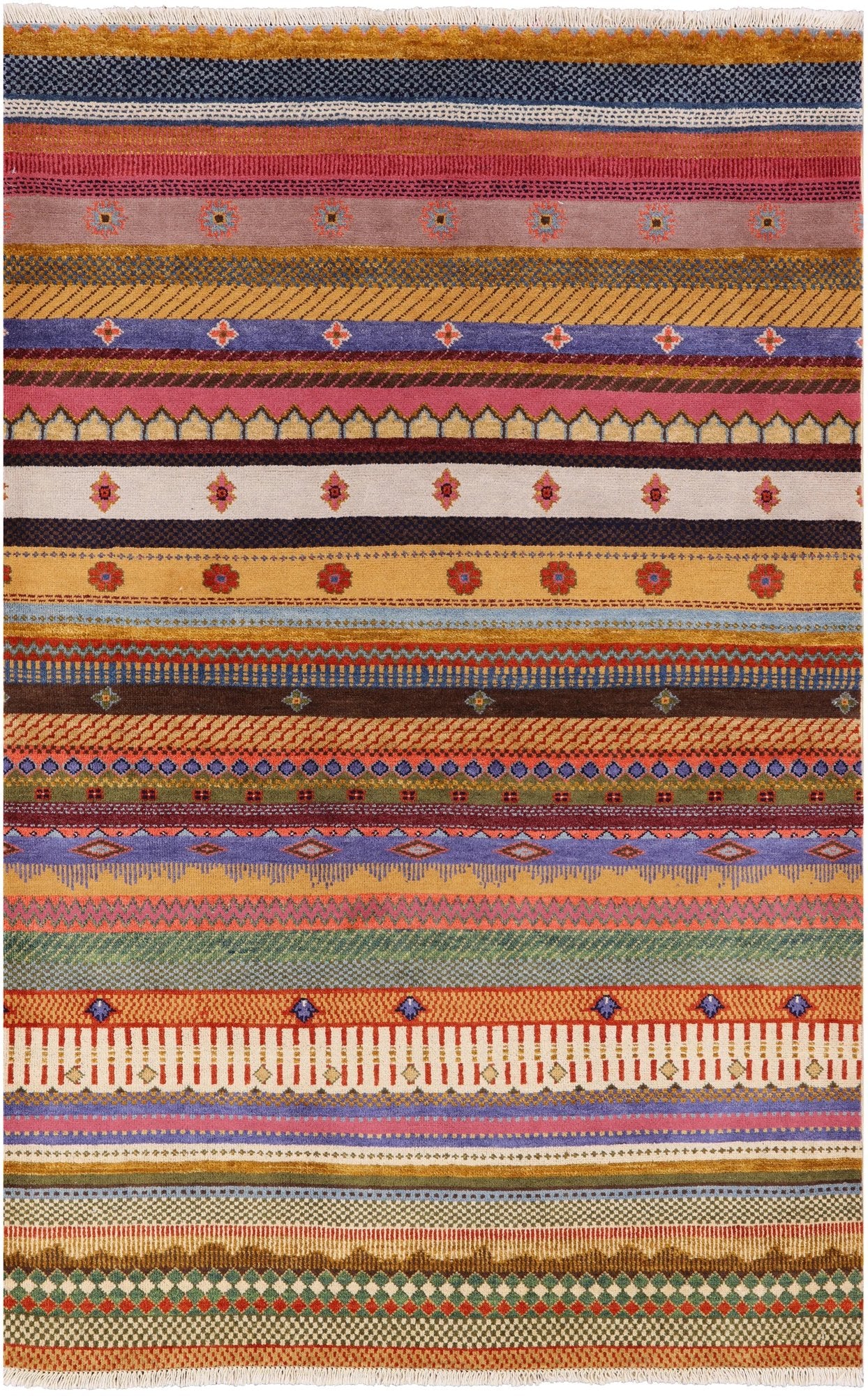 Persian Gabbeh Handmade Wool Rug - 4' 1" X 6' 3" - Golden Nile