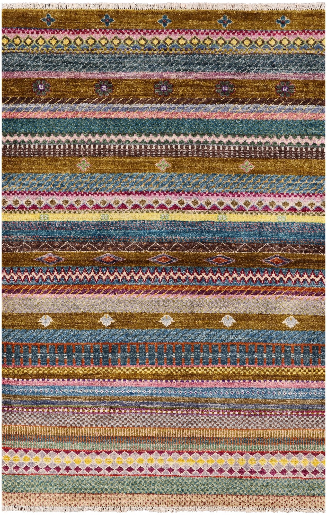 Persian Gabbeh Handmade Wool Rug - 4' 0" X 6' 0" - Golden Nile