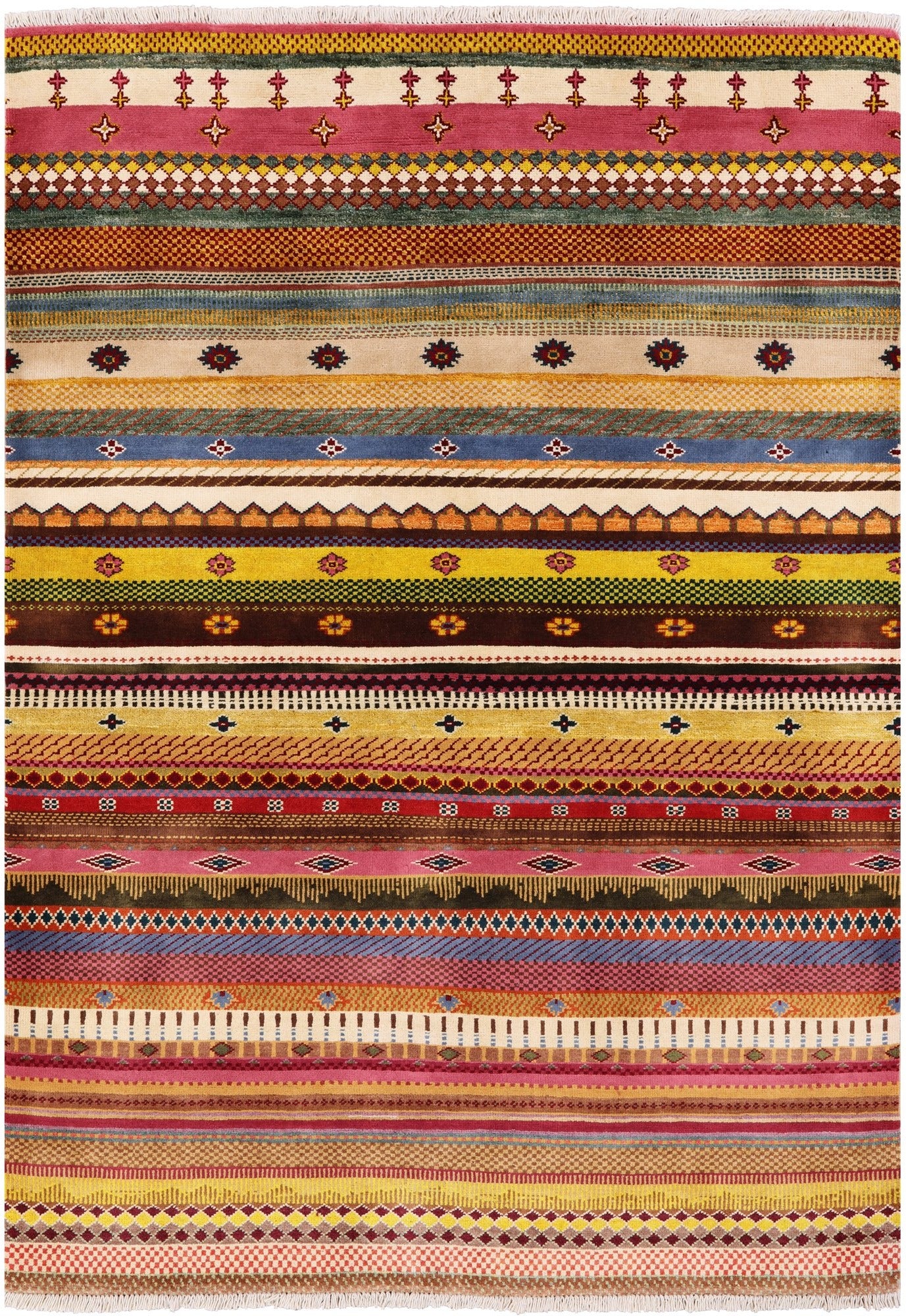 Persian Gabbeh Tribal Hand Knotted Wool Rug - 4' 3" X 6' 0" - Golden Nile