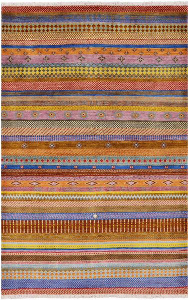 Persian Gabbeh Hand Knotted Wool Rug - 4' 0" X 6' 2" - Golden Nile