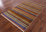 Persian Gabbeh Hand Knotted Wool Rug - 4' 0" X 6' 2" - Golden Nile