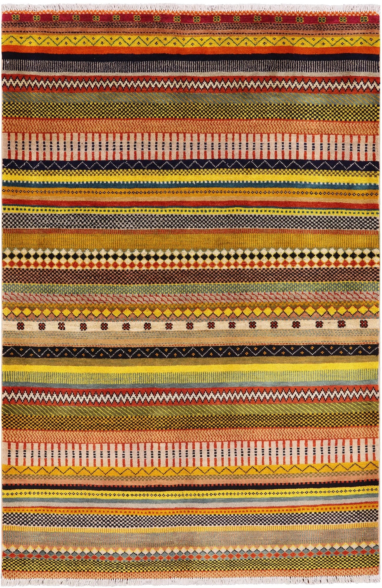 Persian Gabbeh Hand Knotted Wool Rug - 4' 2" X 6' 3" - Golden Nile