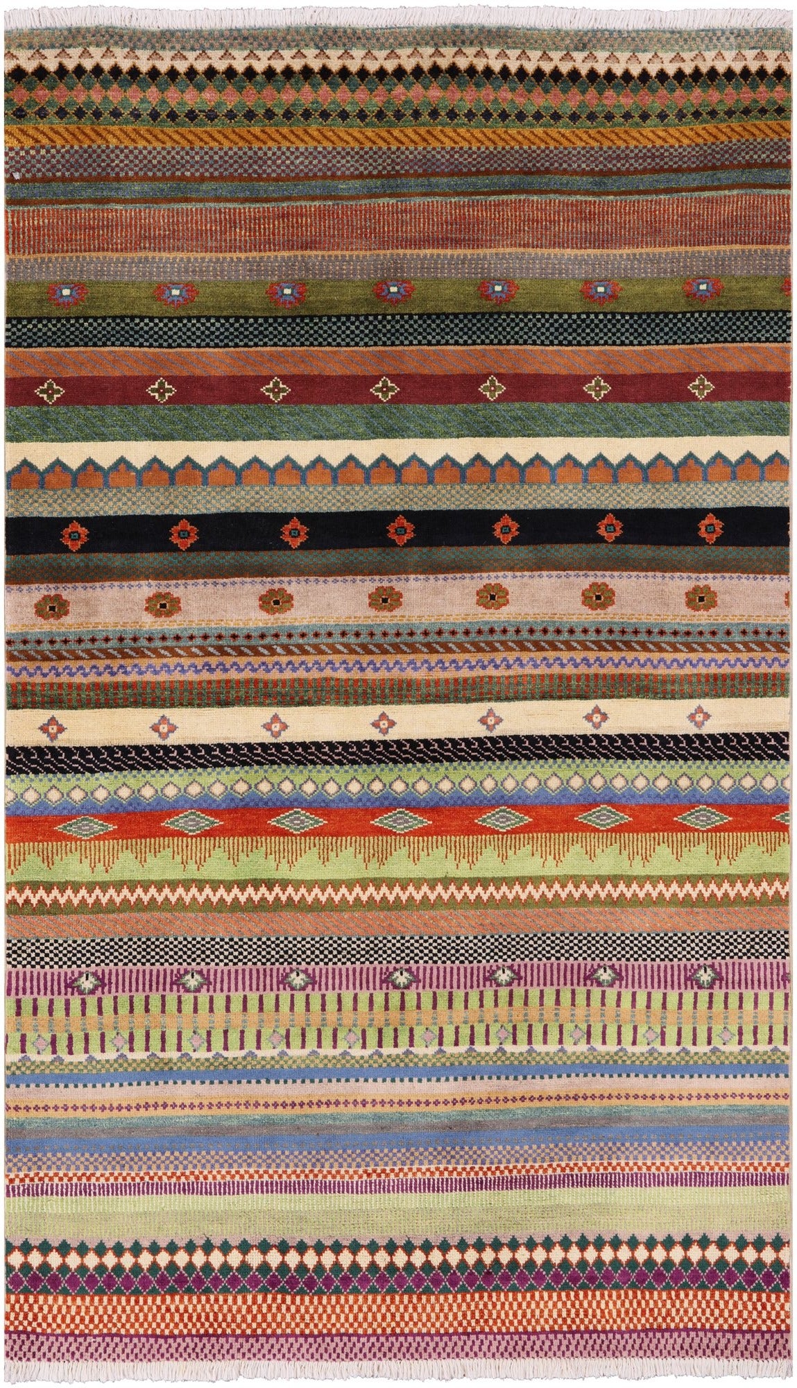 Persian Gabbeh Handmade Wool Rug - 3' 8" X 6' 1" - Golden Nile
