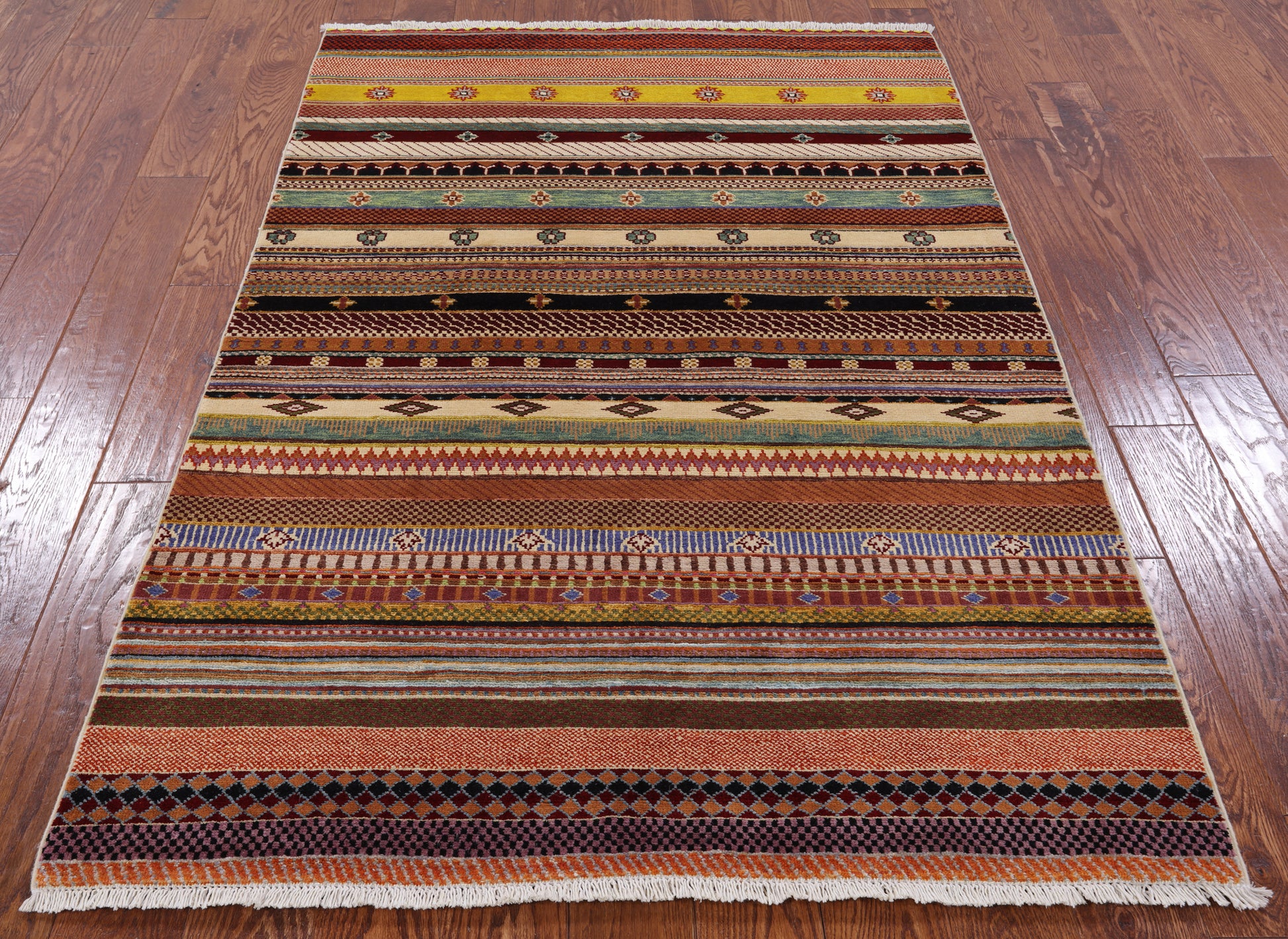 Persian Gabbeh Hand Knotted Wool Rug - 4' 2" X 6' 2" - Golden Nile