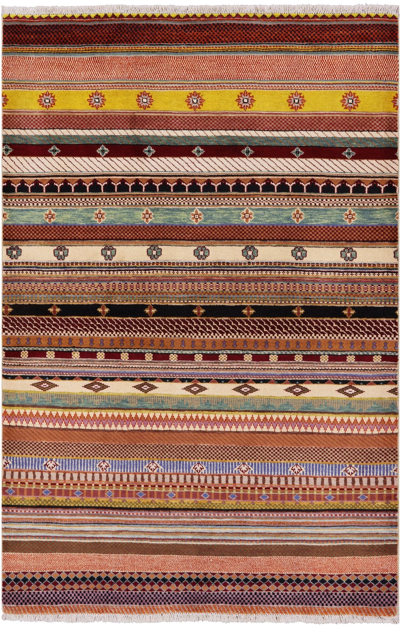 Persian Gabbeh Hand Knotted Wool Rug - 4' 2" X 6' 2" - Golden Nile