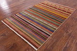 Tribal Persian Gabbeh Handmade Wool Rug - 4' 1" X 6' 3" - Golden Nile