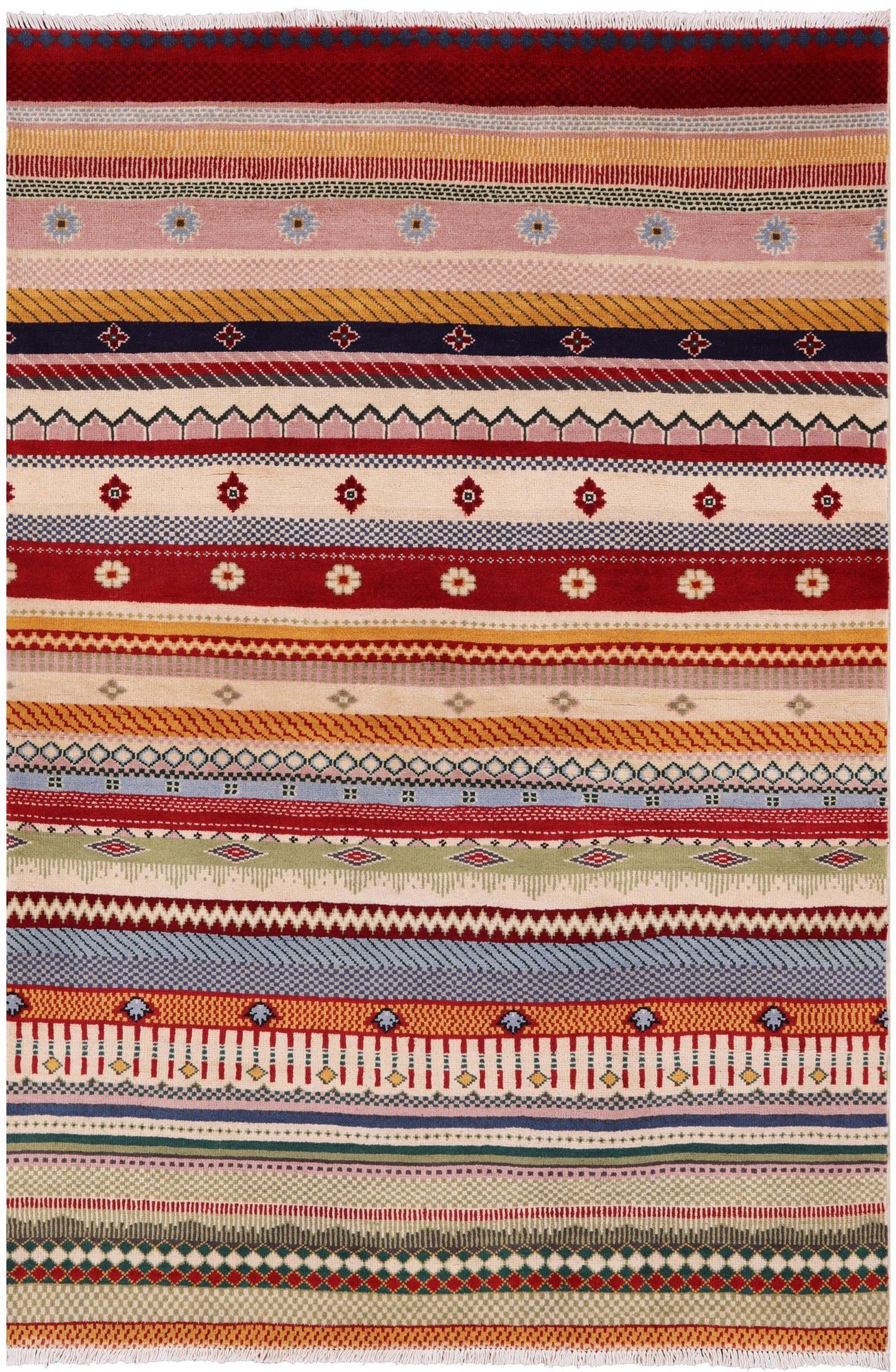 Persian Gabbeh Handmade Wool Rug - 4' 1" X 6' 1" - Golden Nile