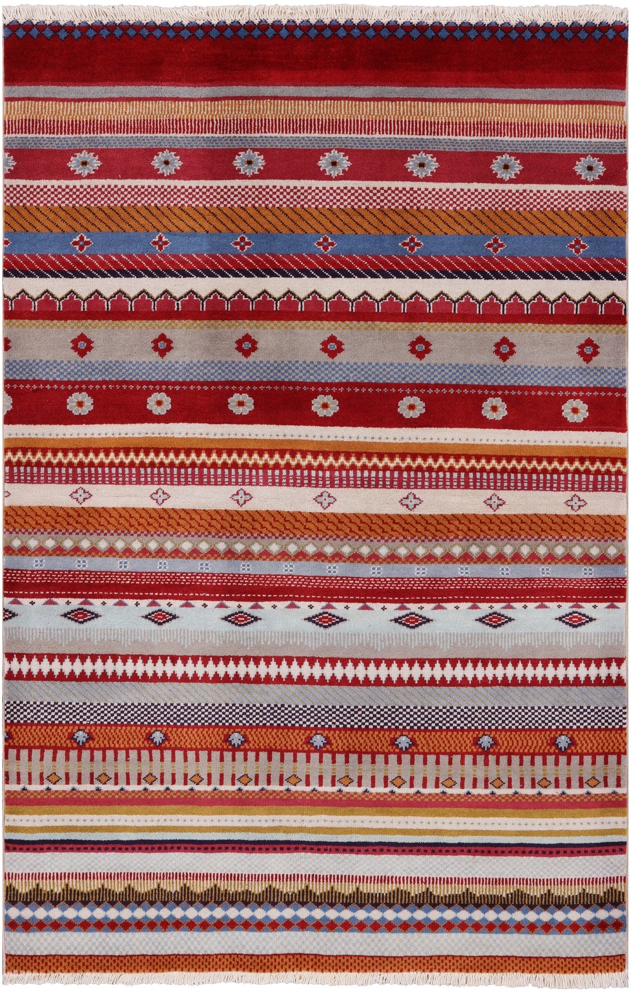 Persian Tribal Gabbeh Handmade Wool Rug - 4' 0" X 6' 0" - Golden Nile