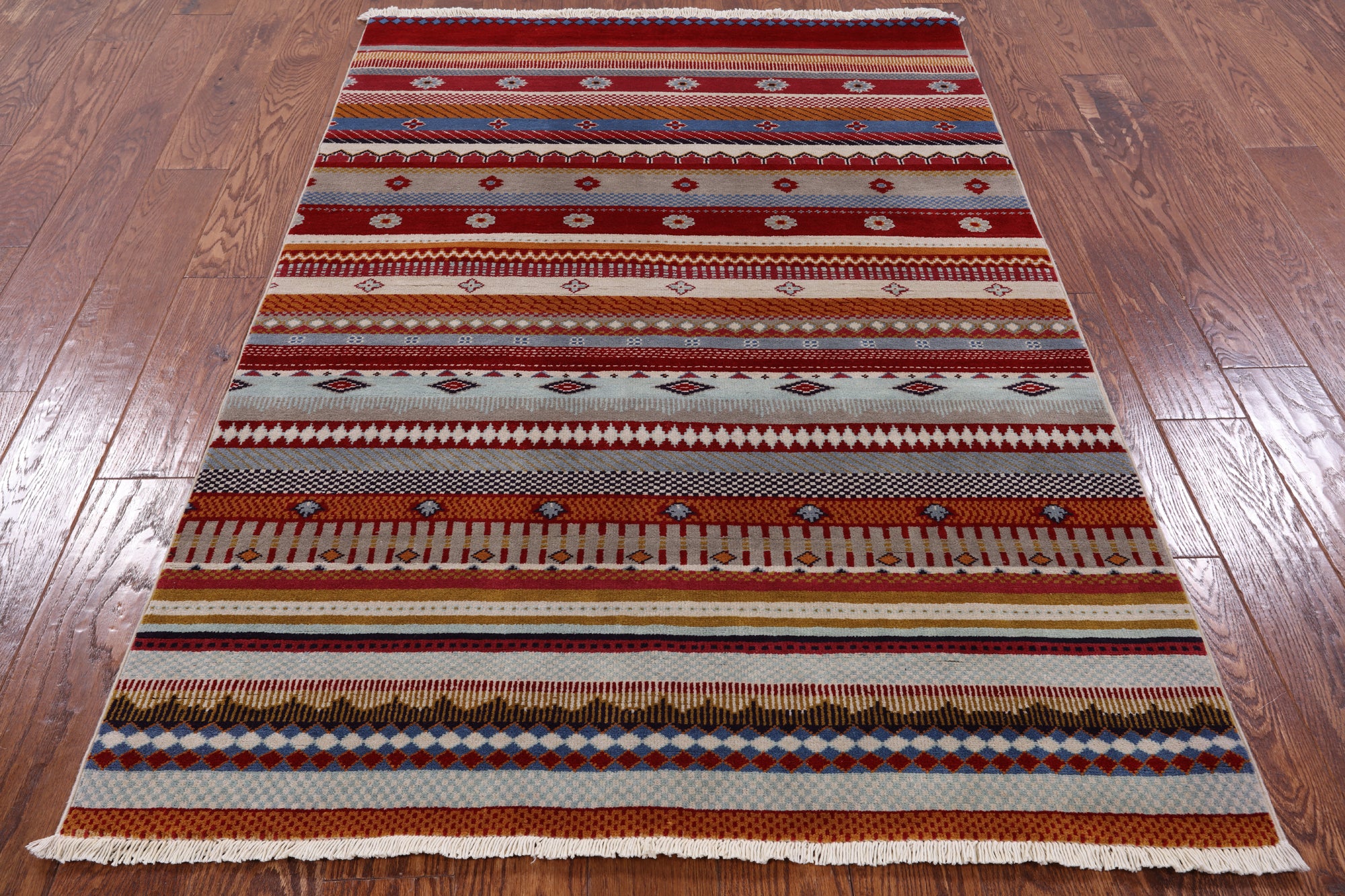 Persian Tribal Gabbeh Handmade Wool Rug - 4' 0" X 6' 0" - Golden Nile