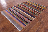 Persian Tribal Gabbeh Hand Knotted Wool Rug - 4' 0" X 5' 8" - Golden Nile