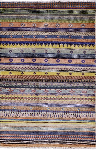 Persian Gabbeh Hand Knotted Wool Rug - 4' 2" X 6' 2" - Golden Nile