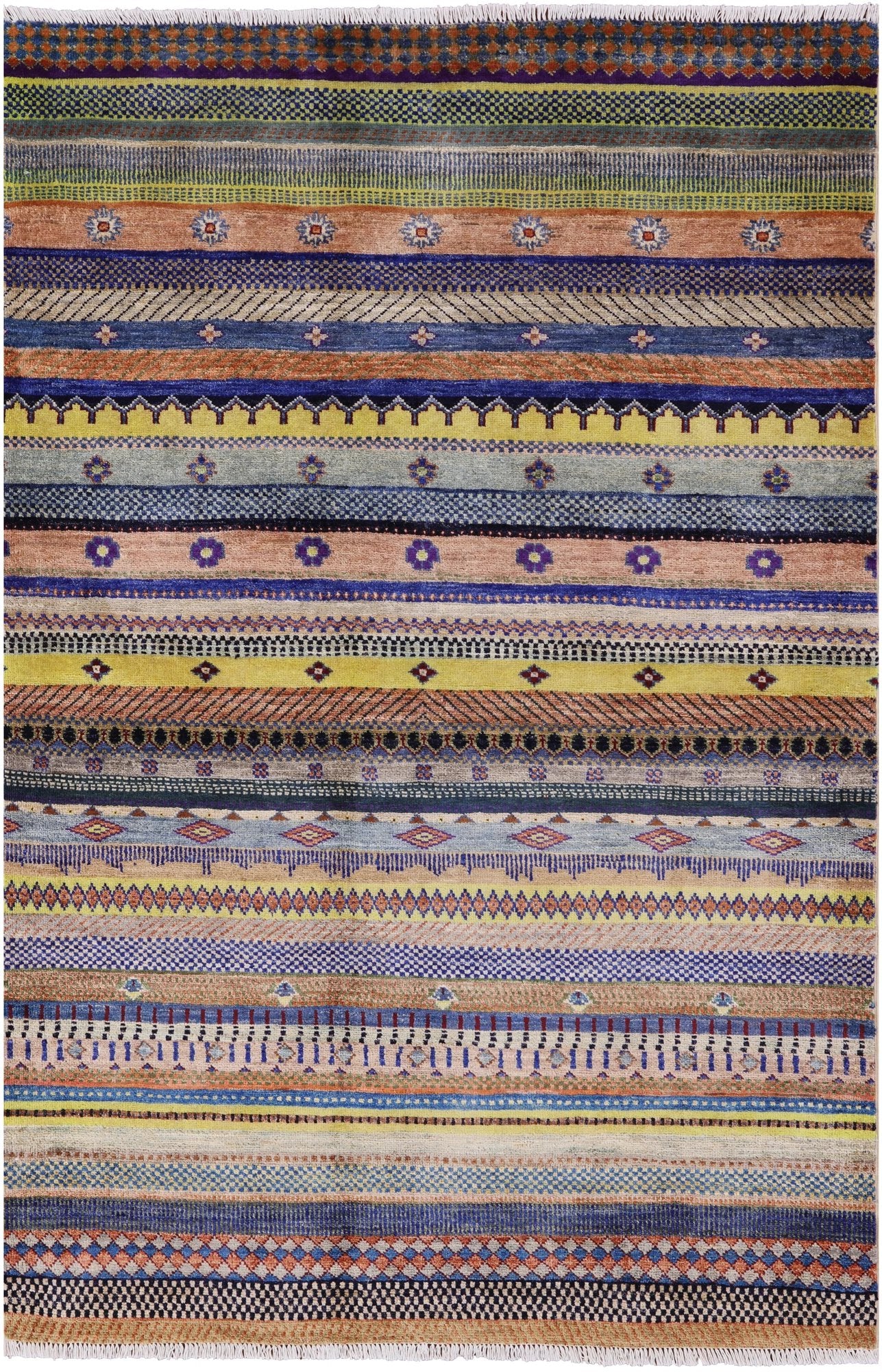 Persian Gabbeh Hand Knotted Wool Rug - 4' 2" X 6' 2" - Golden Nile