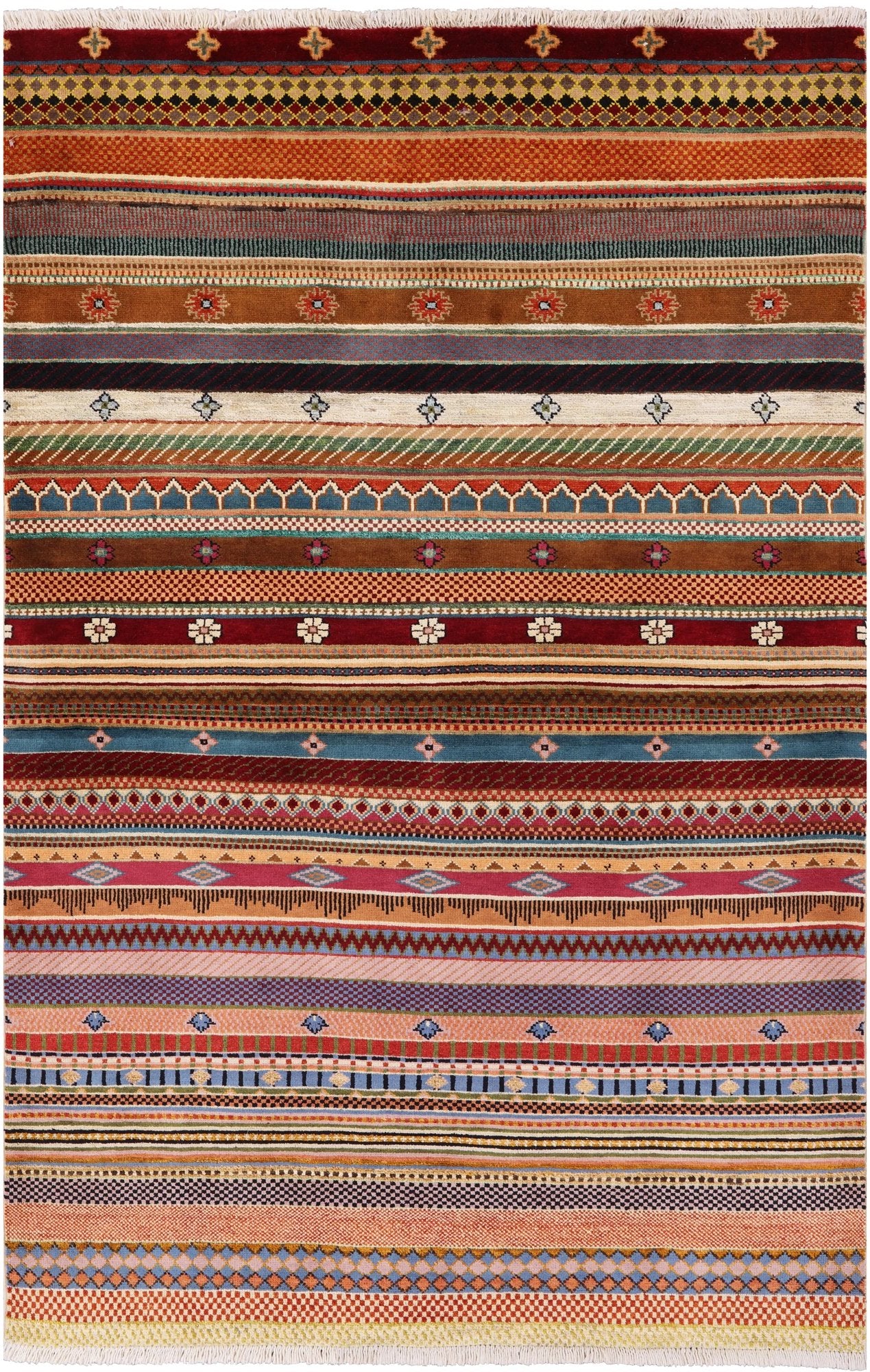 Tribal Gabbeh Handmade Wool Area Rug - 3' 11" X 5' 11" - Golden Nile