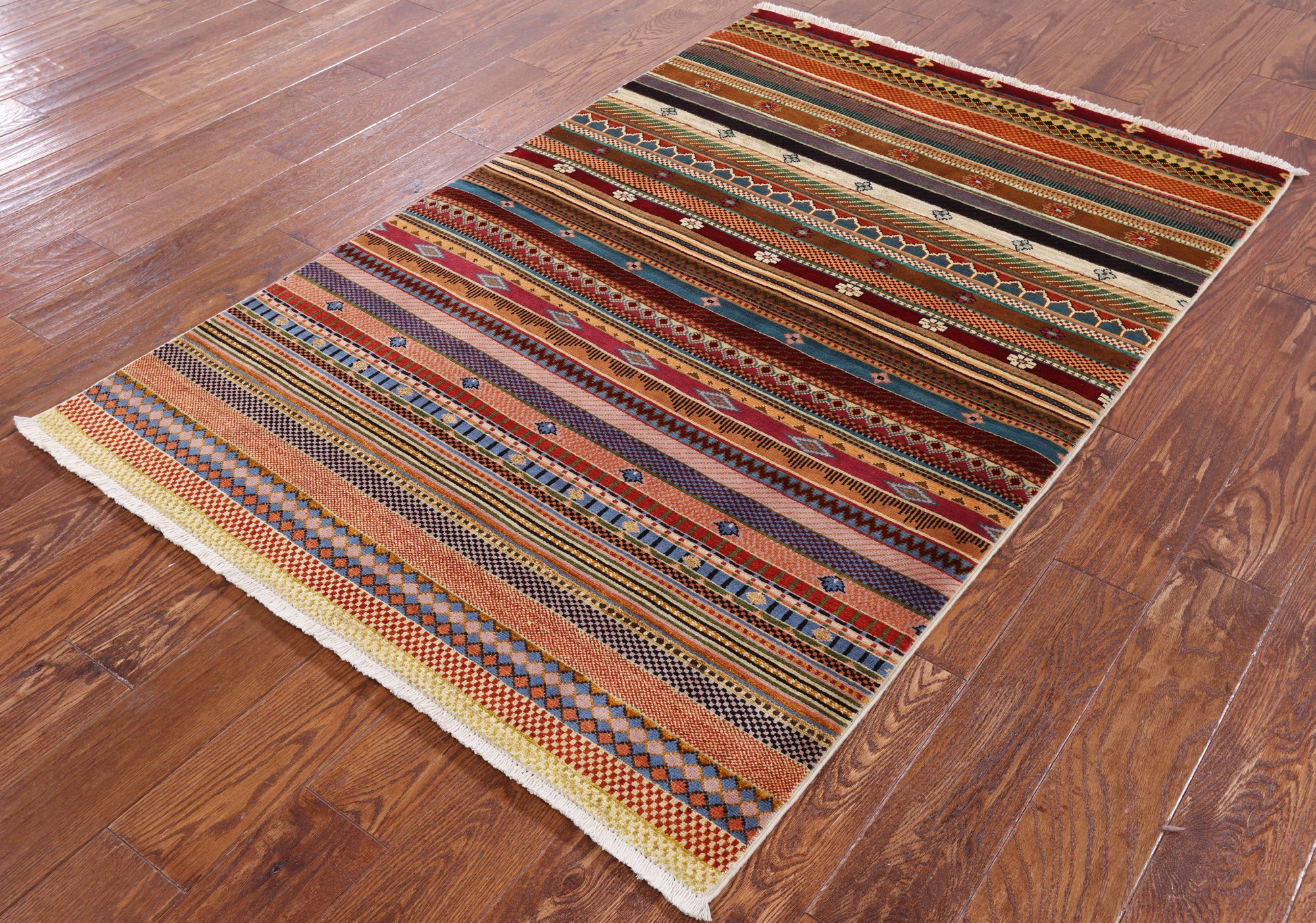 Tribal Gabbeh Handmade Wool Area Rug - 3' 11" X 5' 11" - Golden Nile
