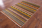 Persian Gabbeh Hand Knotted Wool Rug - 4' 1" X 5' 10" - Golden Nile