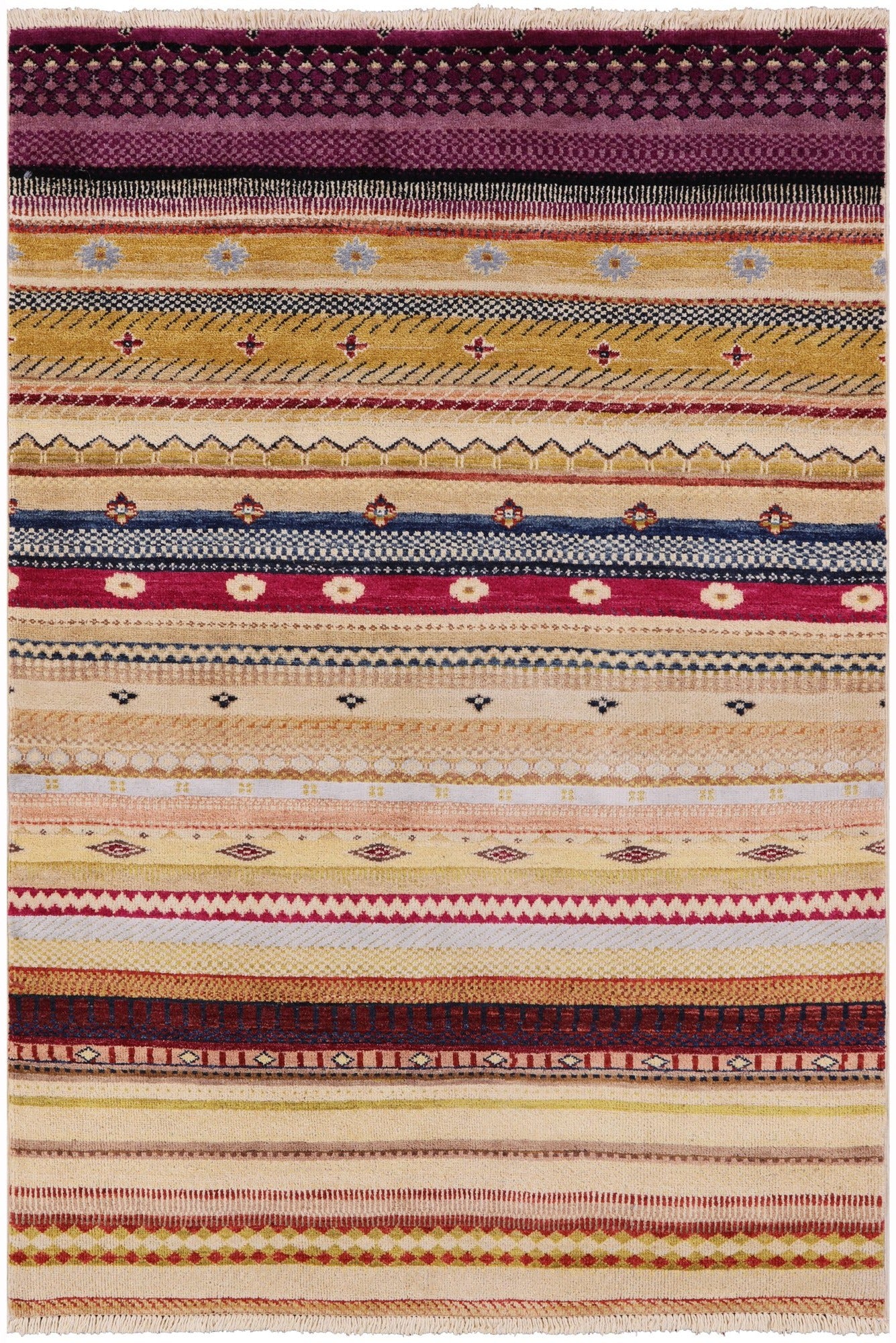 Persian Gabbeh Handmade Wool Rug - 4' 0" X 6' 0" - Golden Nile