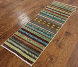 2' X 6' Handmade Runner Super Gabbeh Loribaft Wool Rug - Golden Nile