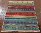 3' X 3' Oriental Square Loribaft Super Gabbeh Hand Knotted Rug - Golden Nile