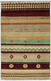 2' X 3' Hand Knotted Oriental Loribaft Super Gabbeh Wool Area Rug - Golden Nile