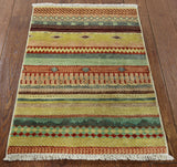 2' X 3' Hand Knotted Super Gabbeh Oriental Area Rug - Golden Nile