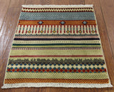 2' X 2' Handmade Lori Super Gabbeh Square Wool Rug - Golden Nile