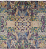 Square William Morris Handmade Wool Area Rug - 8' 0" X 8' 3" - Golden Nile