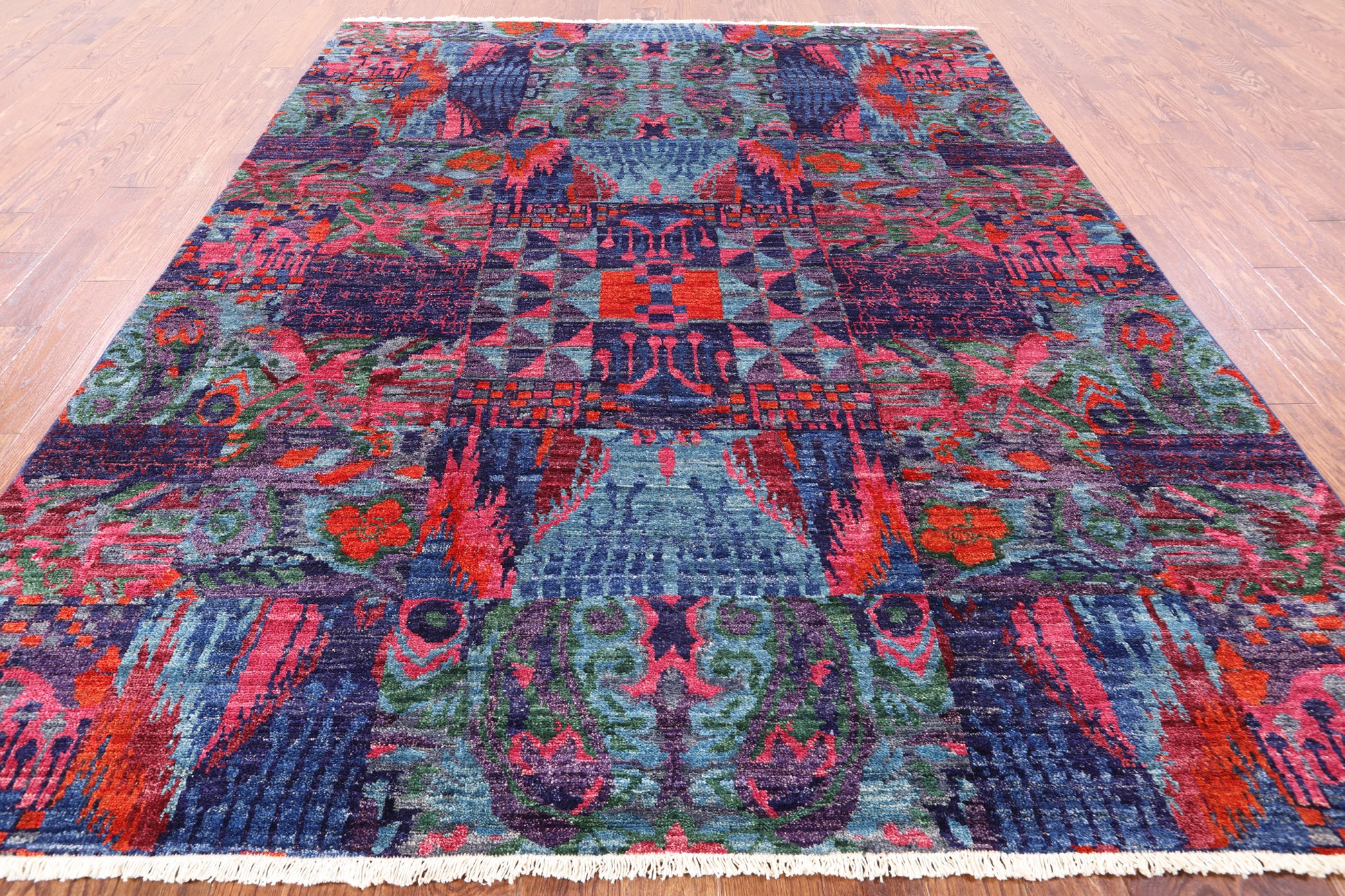William Morris Hand Knotted Wool Area Rug - 7' 10" X 9' 10" - Golden Nile