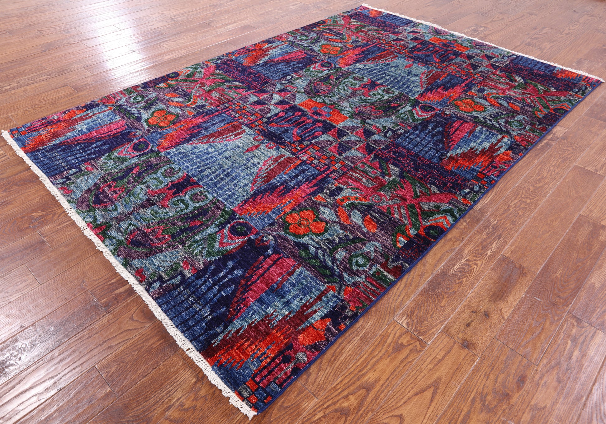 William Morris Hand Knotted Wool Area Rug - 5' 11" X 8' 9" - Golden Nile