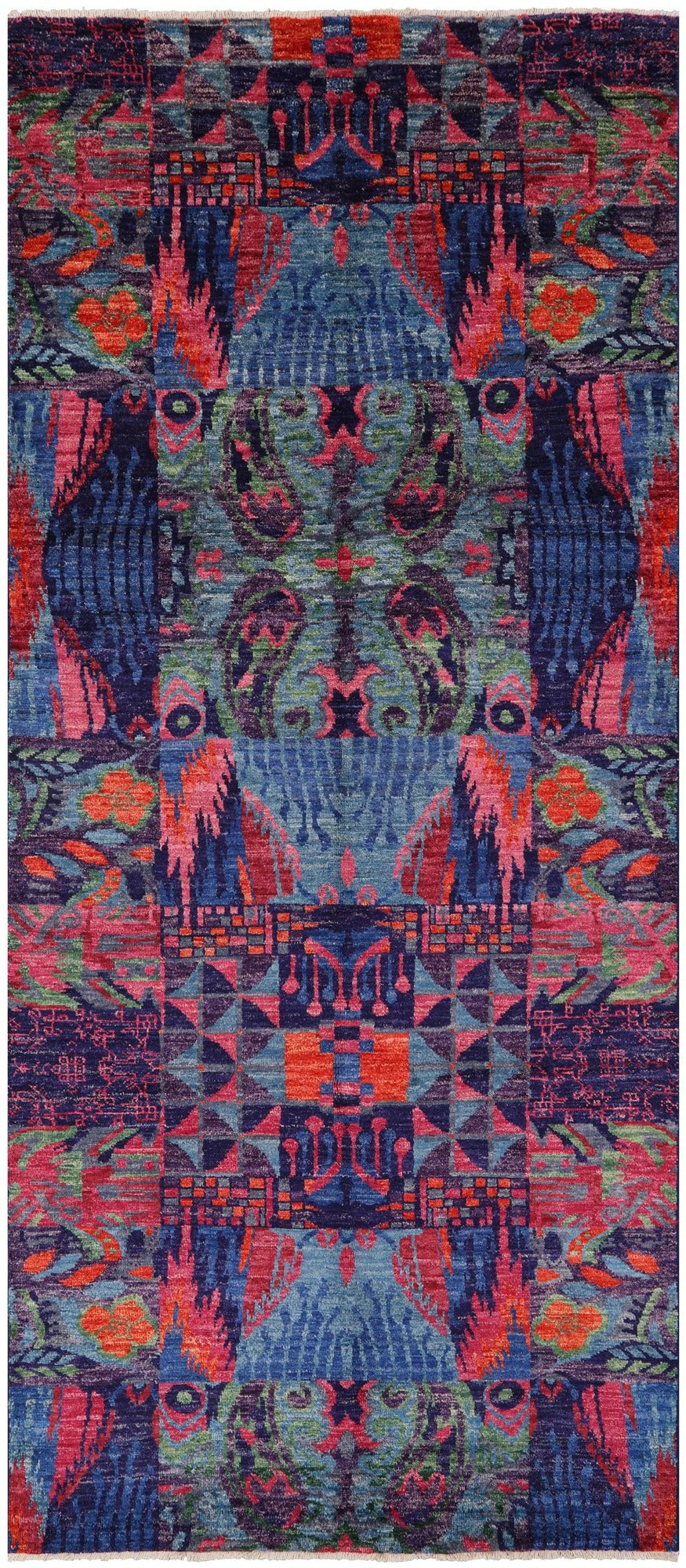 William Morris Hand Knotted Wool Rug - 5' 2" X 12' 2" - Golden Nile