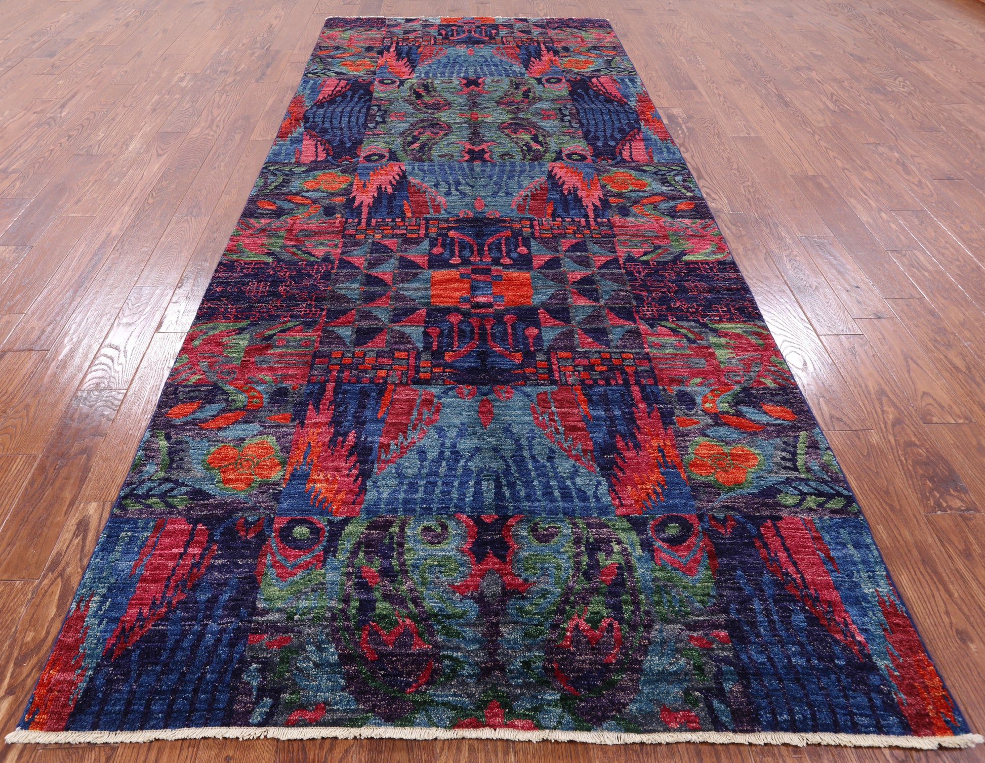 William Morris Hand Knotted Wool Rug - 5' 2" X 12' 2" - Golden Nile