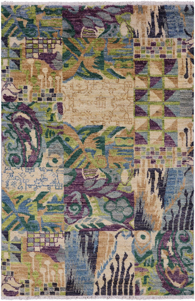 William Morris Handmade Wool Area Rug - 3' 11" X 5' 10" - Golden Nile