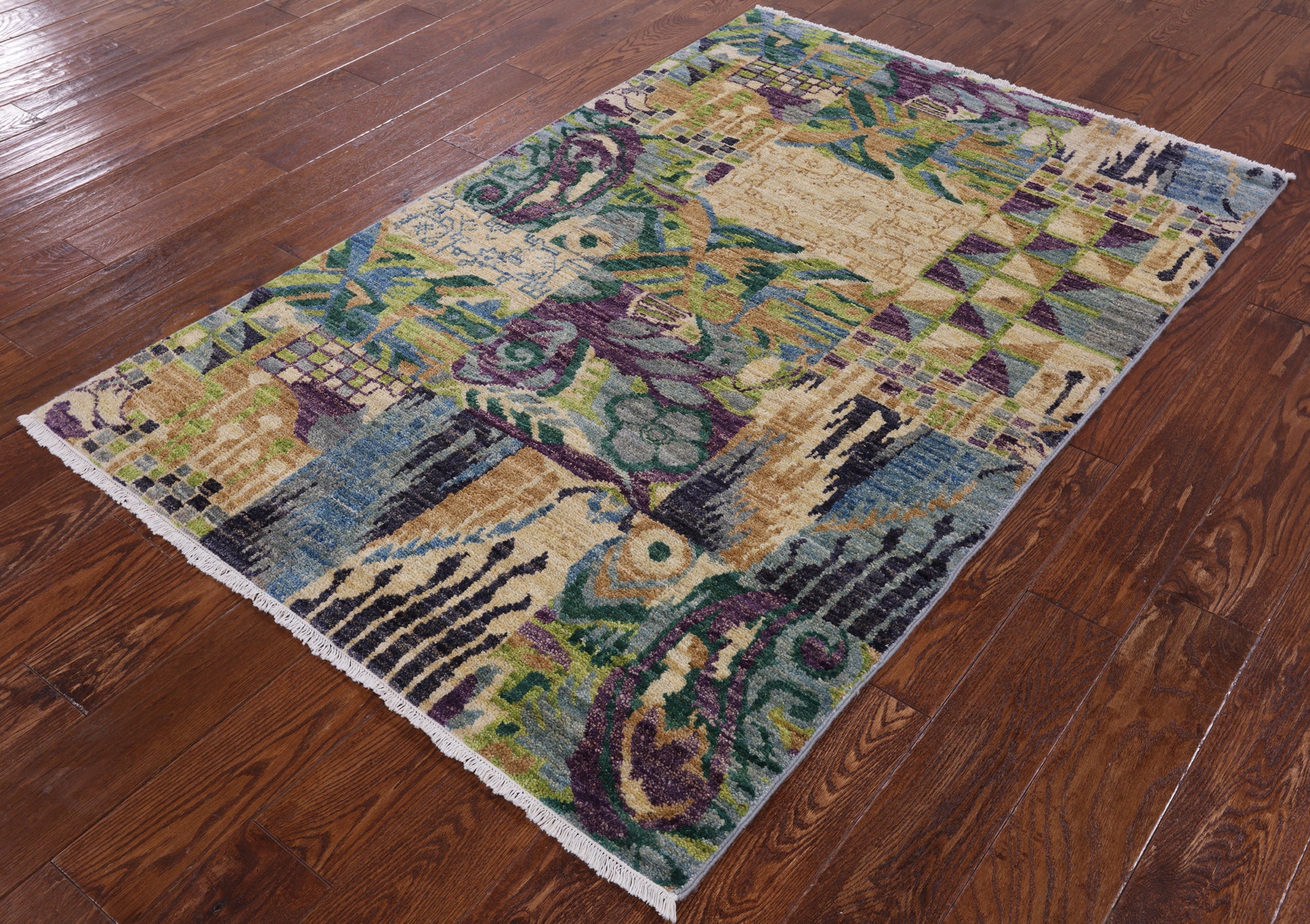 William Morris Handmade Wool Area Rug - 3' 11" X 5' 10" - Golden Nile