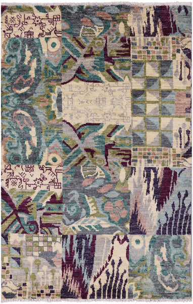 William Morris Hand Knotted Wool Area Rug - 3' 11" X 6' 1" - Golden Nile