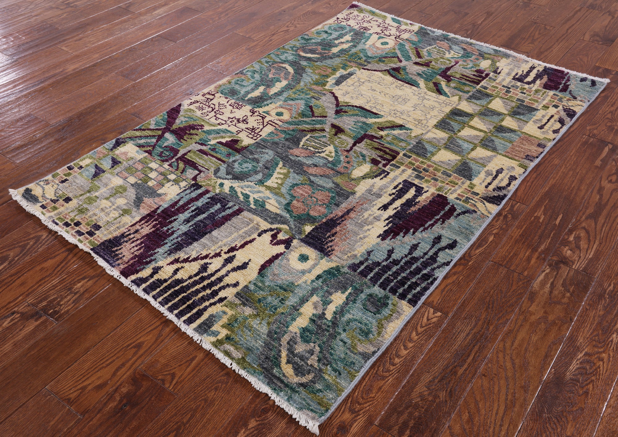 William Morris Hand Knotted Wool Area Rug - 3' 11" X 6' 1" - Golden Nile