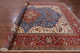 Blue Persian Fine Serapi Hand Knotted Wool Rug - 10' 2" X 13' 1" - Golden Nile