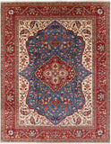 Blue Persian Fine Serapi Hand Knotted Wool Rug - 10' 2" X 13' 1" - Golden Nile