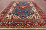 Blue Persian Fine Serapi Hand Knotted Wool Rug - 10' 2" X 13' 1" - Golden Nile