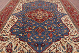 Blue Persian Fine Serapi Hand Knotted Wool Rug - 10' 2" X 13' 1" - Golden Nile